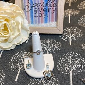 Elegant Silver Jewelry Set with Blue Accents